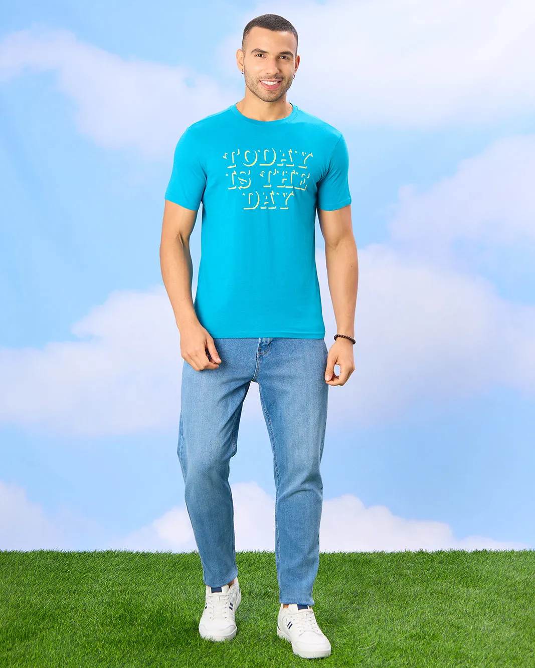 Men Blue Today Is The Day Print T-Shirt sold by Redtag product image thumbnail 2