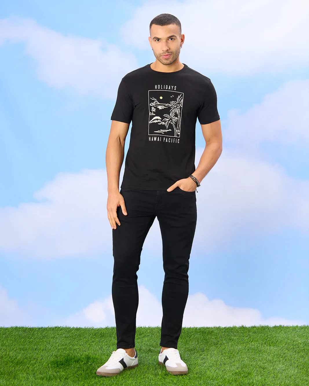 Men Black Holidays Print T-Shirt sold by Redtag product image thumbnail 2