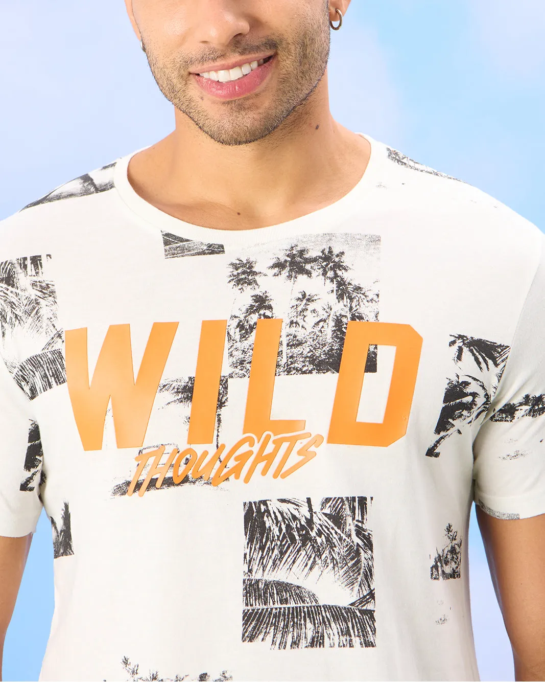 Men White Wild Print T-Shirt sold by Redtag product image thumbnail 4