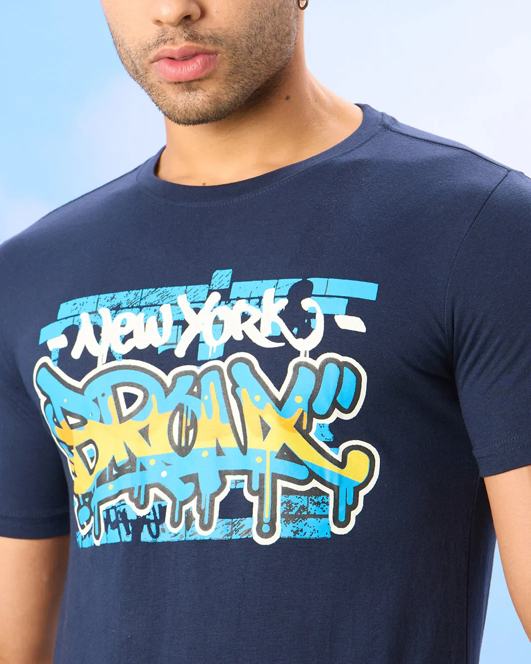 Men Navy Printed T-Shirt sold by Redtag product image thumbnail 4