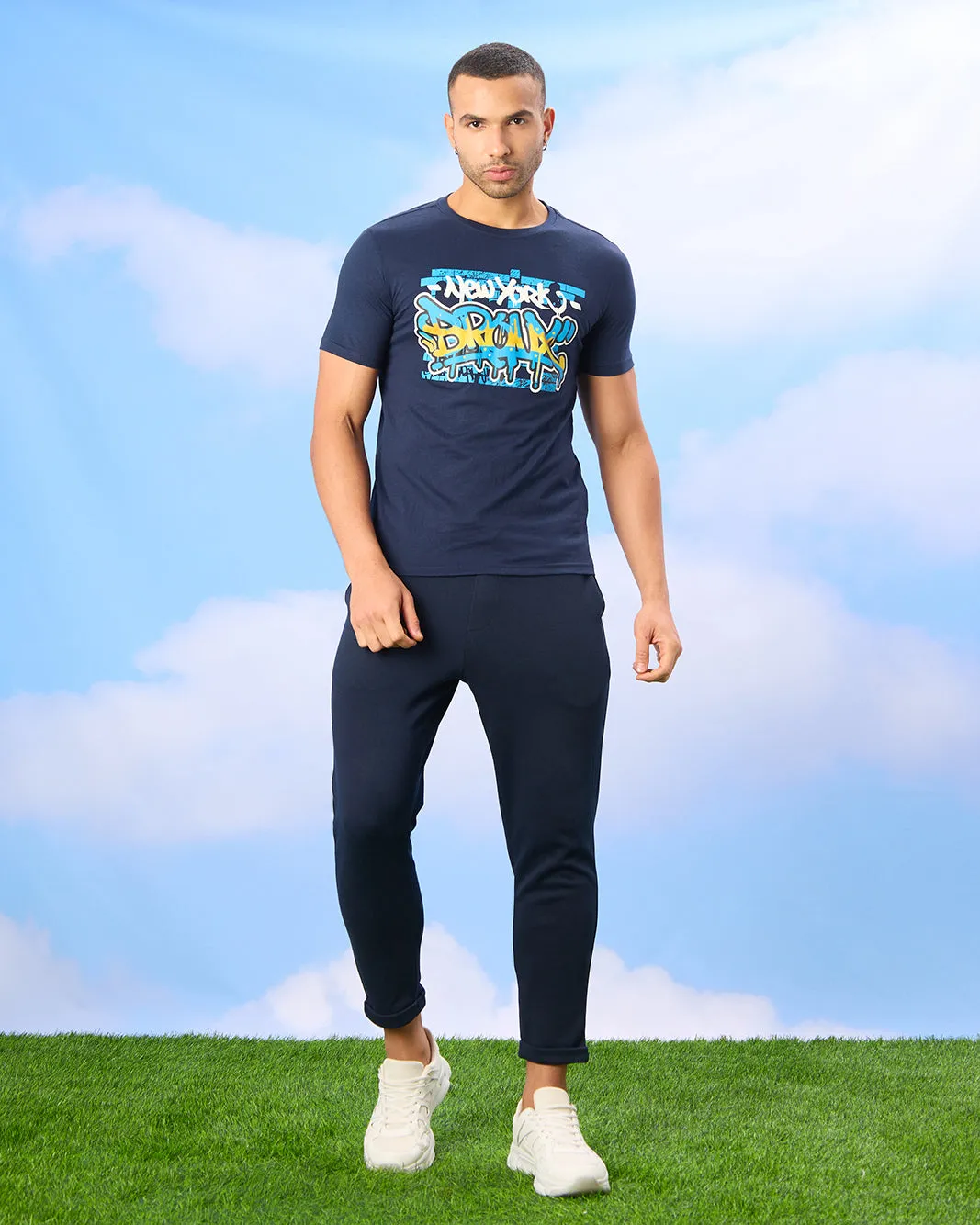Men Navy Printed T-Shirt sold by Redtag product image thumbnail 2