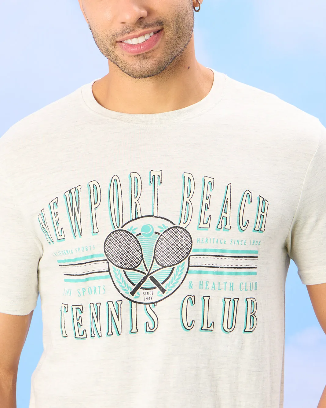 Men White Tennis Club Print T-Shirt sold by Redtag product image thumbnail 4