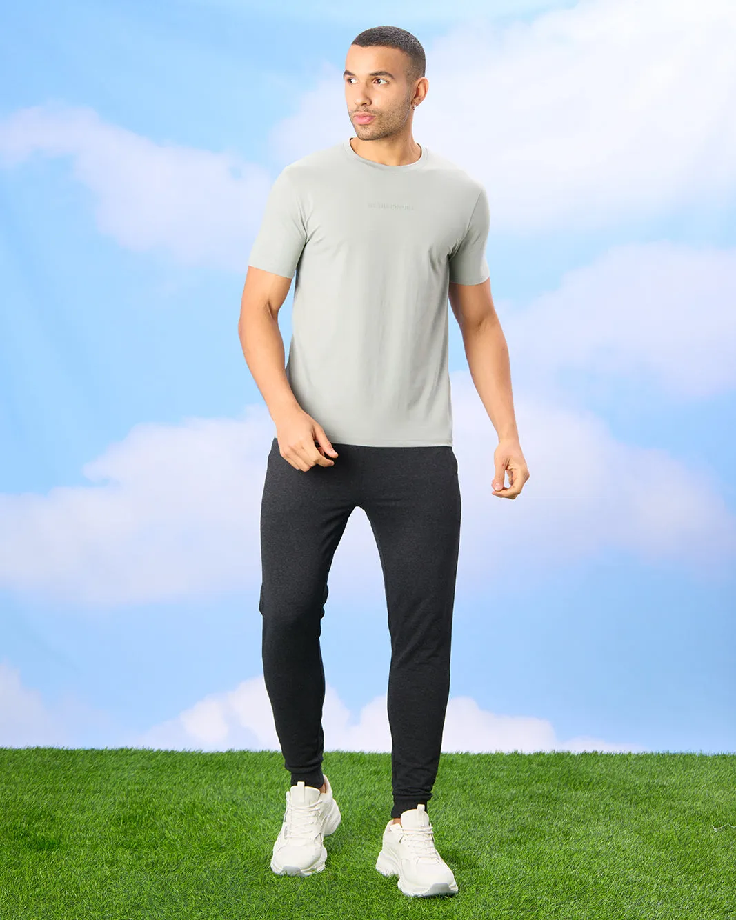 Men Grey Solid Active T-Shirt sold by Redtag product image thumbnail 2