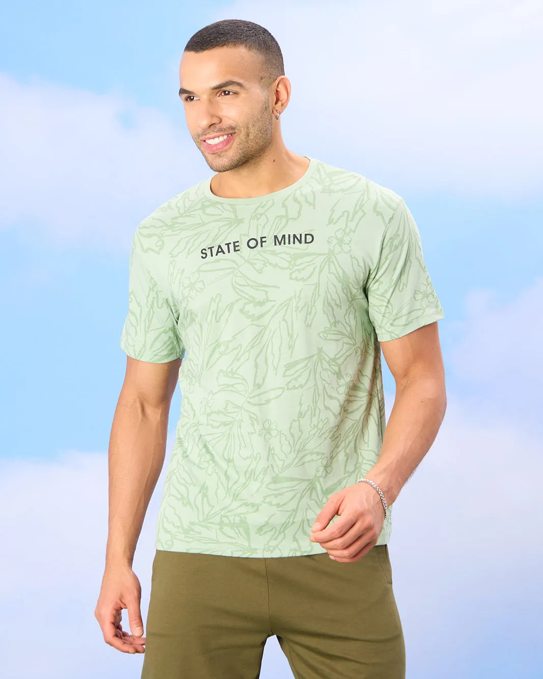 Men Green State of Mind Print T-Shirt sold by Redtag