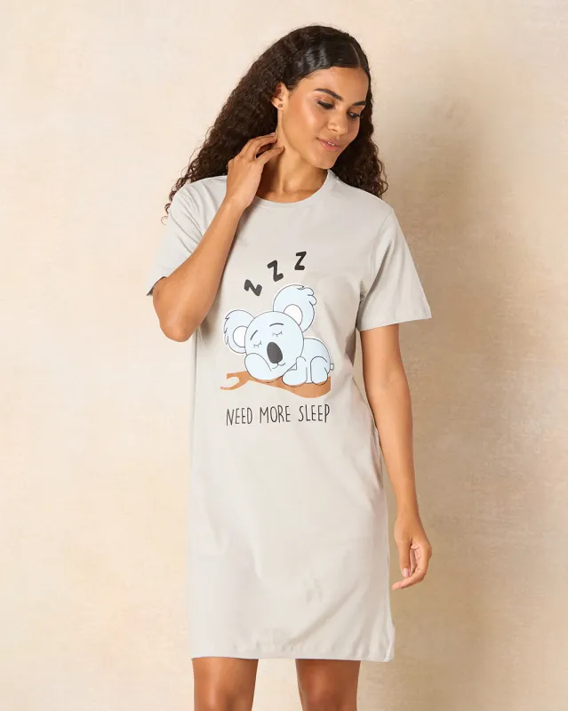 Women Grey Sleep Print Nightshirt sold by Redtag