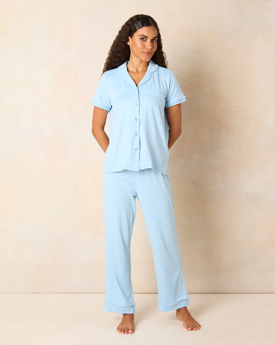 Women Blue Solid Pyjama Set (2 Piece) sold by Redtag