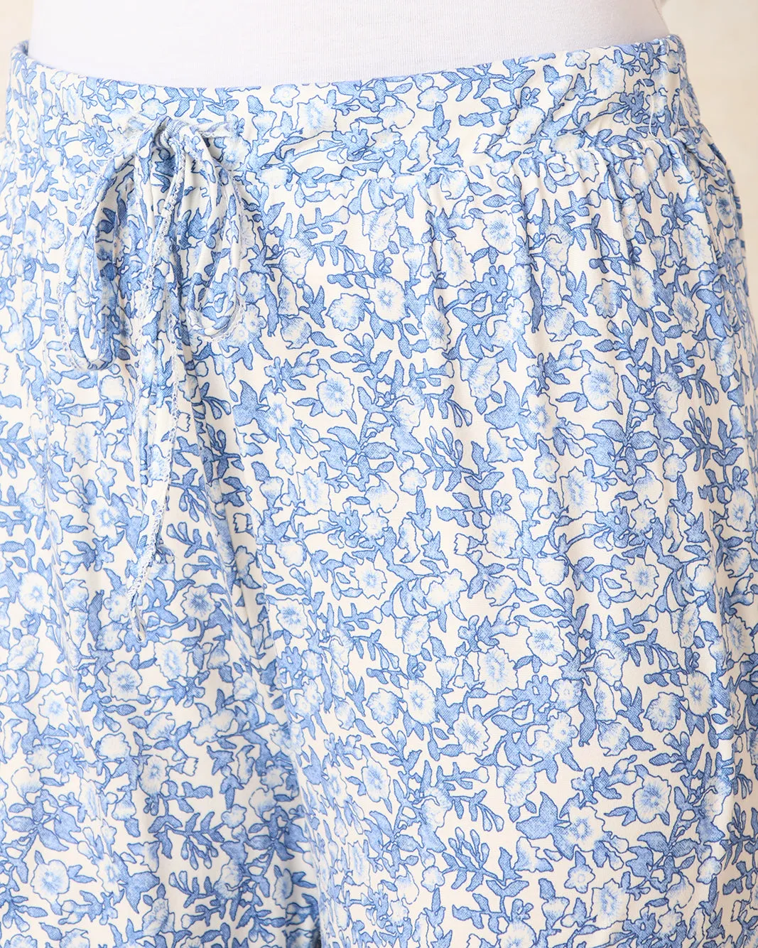 Woman Cream And Blue Printed Pyjama Bottom sold by Redtag product image thumbnail 4