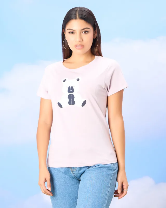 Women  Lilac Basic Graphic T-shirt sold by Redtag