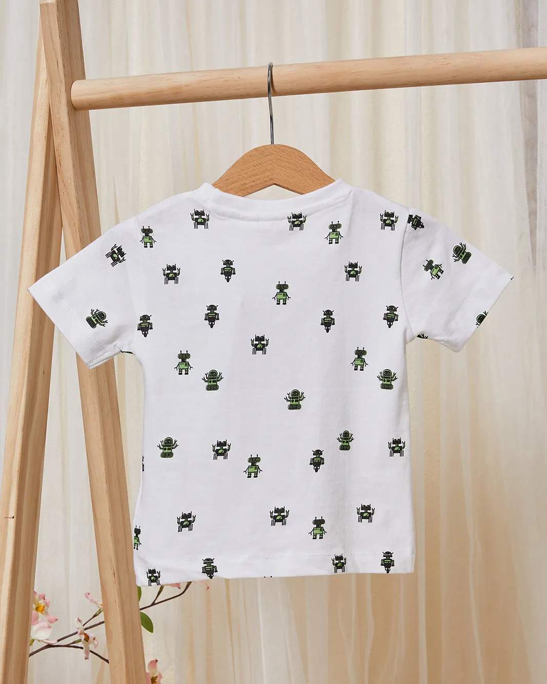 Infant Boys White Robot Print T-Shirt sold by Redtag product image thumbnail 4