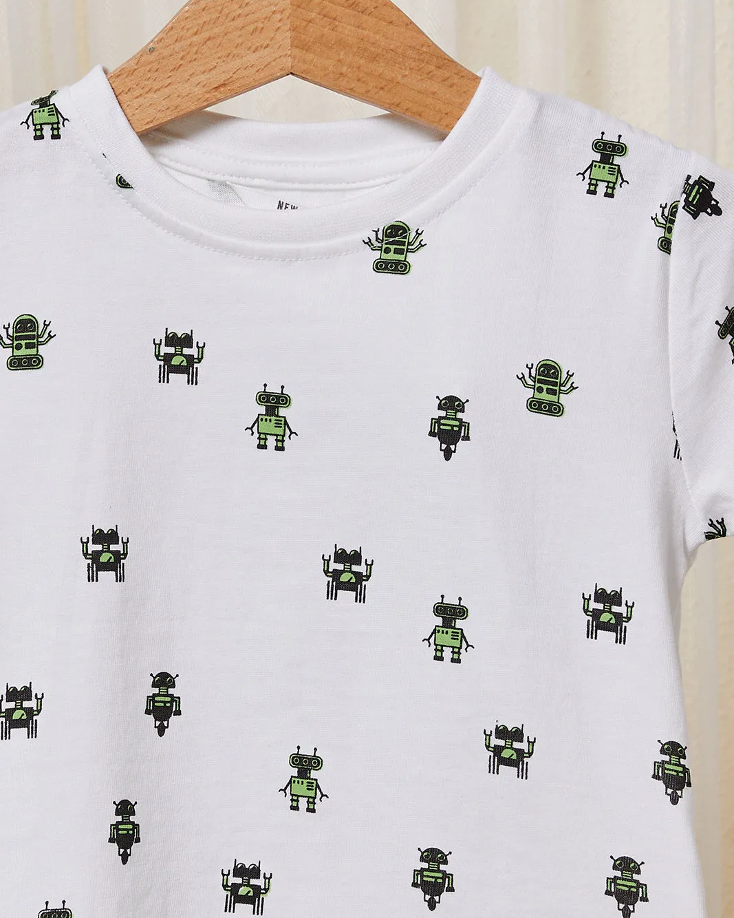 Infant Boys White Robot Print T-Shirt sold by Redtag product image thumbnail 2