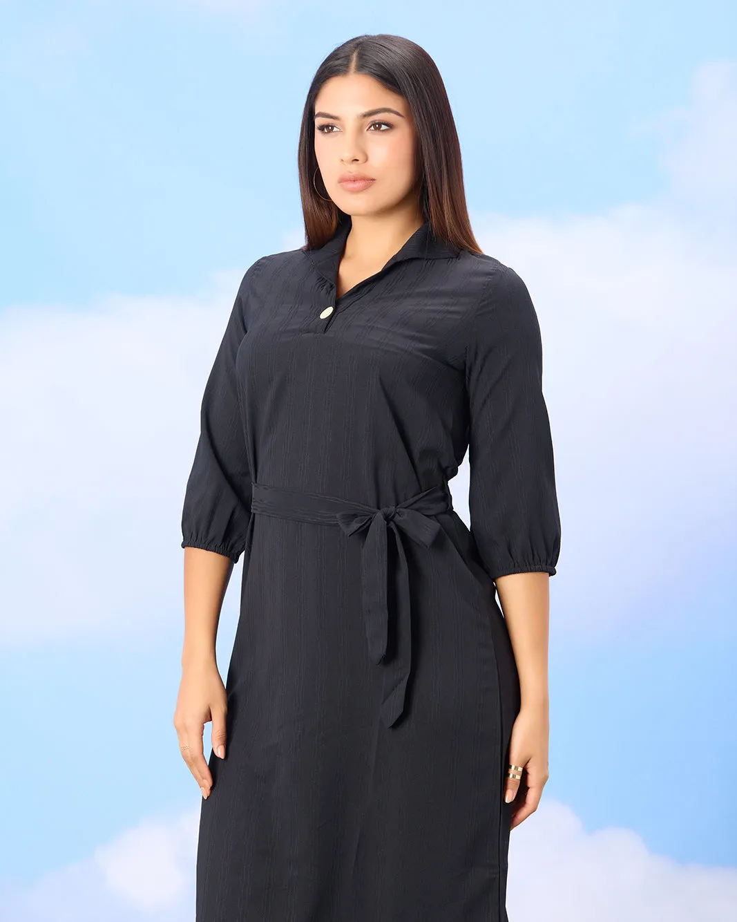 Women Black Striped Dress sold by Redtag product image thumbnail 2