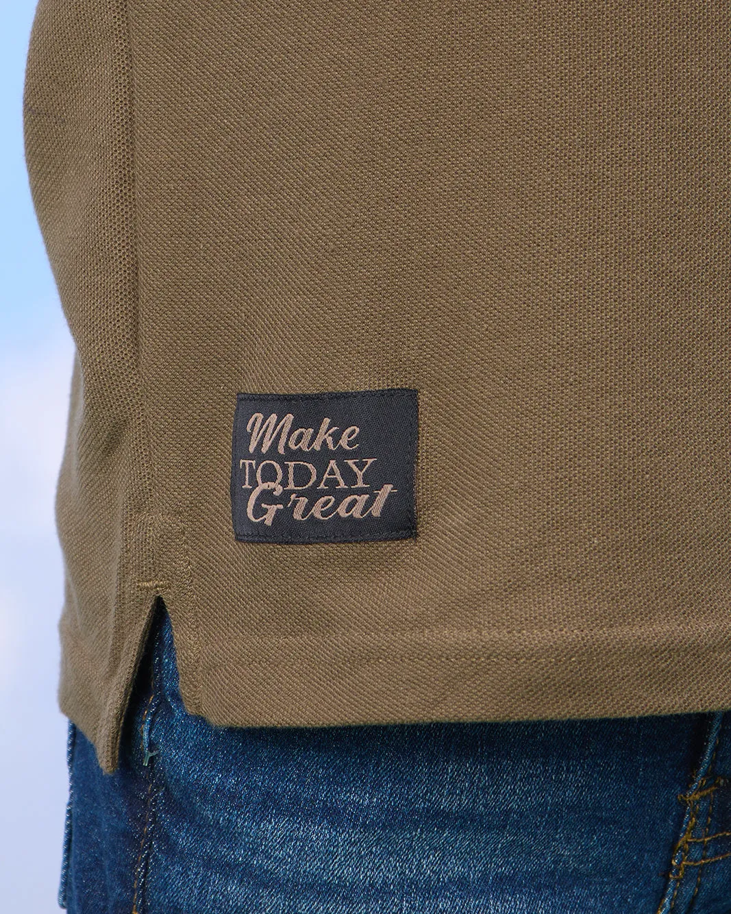 Boys Olive Mandarin Polo Shirt sold by Redtag product image thumbnail 5