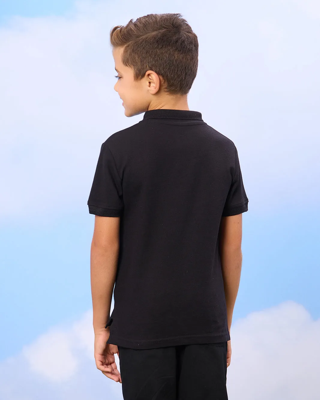 Boys Black Solid Polo Shirt sold by Redtag product image thumbnail 3