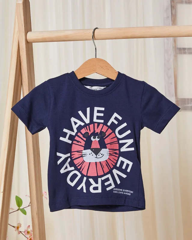 Infant Boys Navy Have Fun Everyday Print T-Shirt sold by Redtag