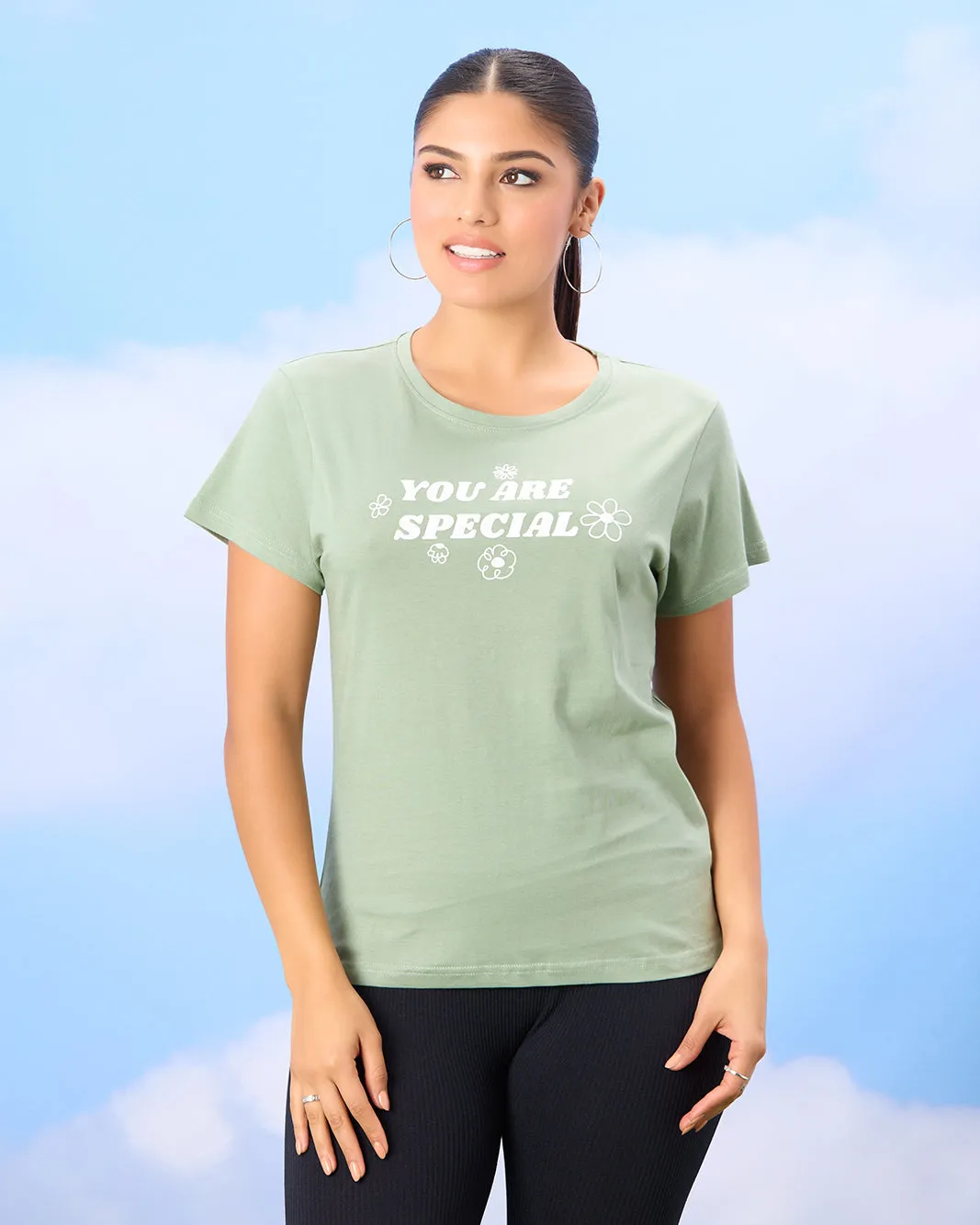 Women Green Basic Printed T-shirt sold by Redtag