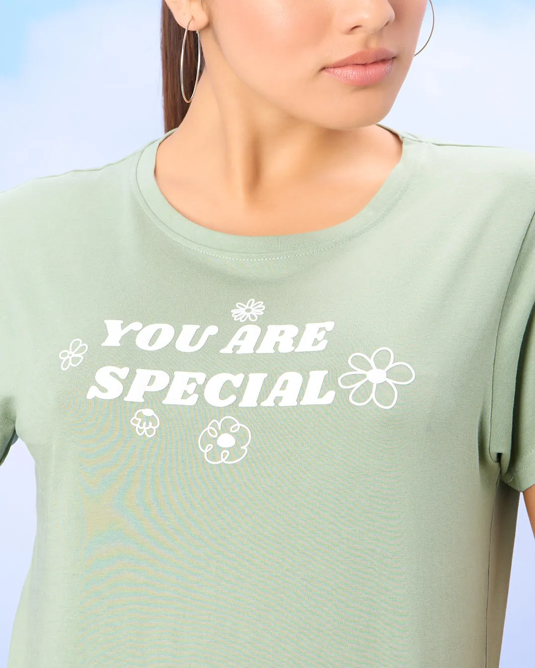 Women Green Basic Printed T-shirt sold by Redtag product image thumbnail 4