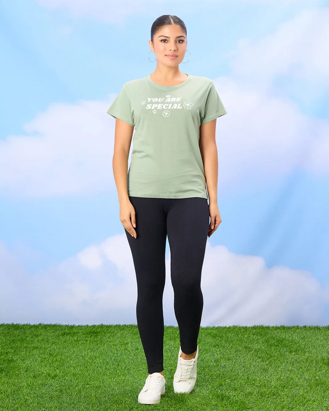 Women Green Basic Printed T-shirt sold by Redtag product image thumbnail 2