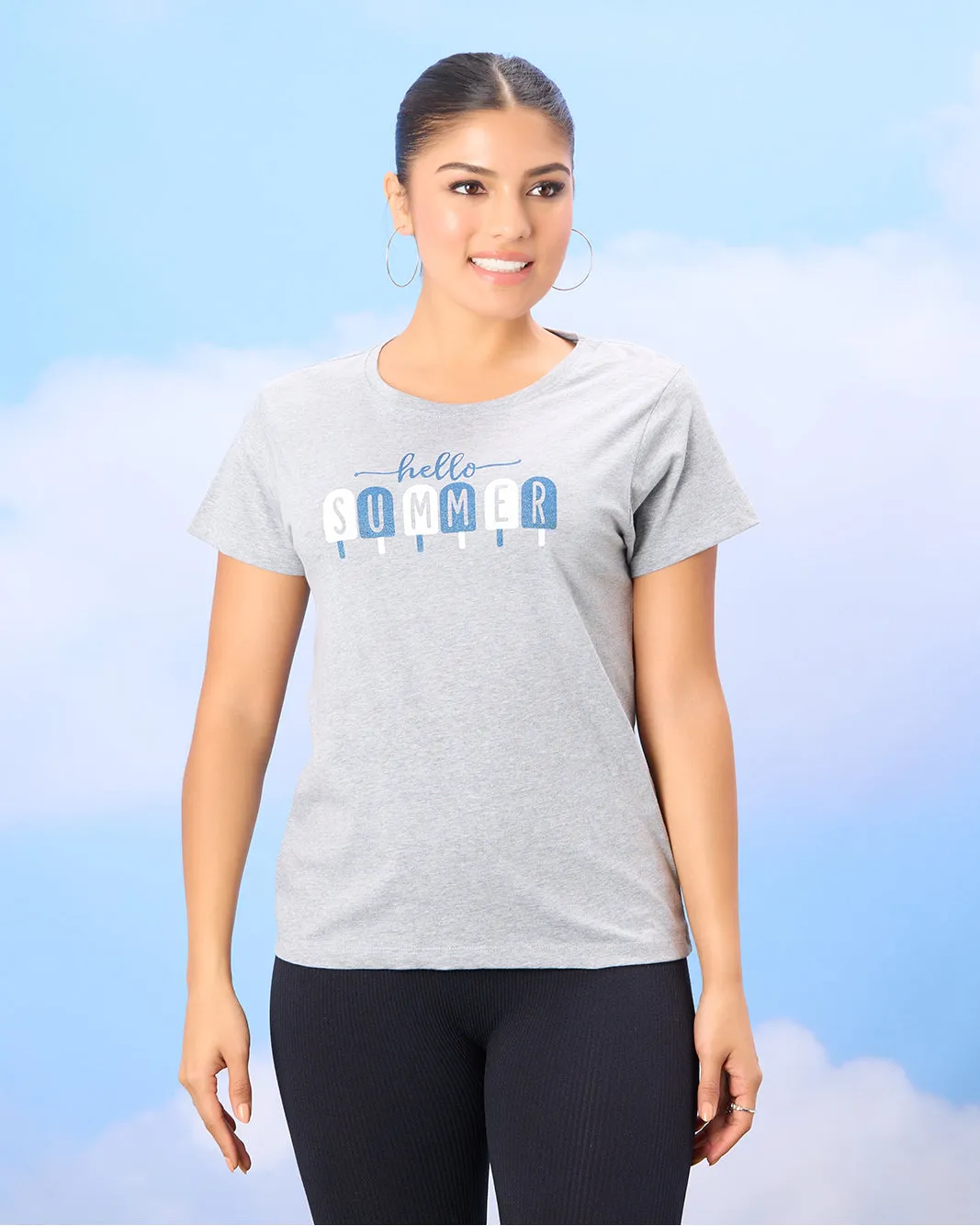 Women Grey Basic Graphic T-shirt sold by Redtag
