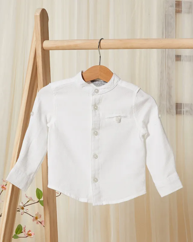 Infant Boys White Mandarin Casual Shirt sold by Redtag