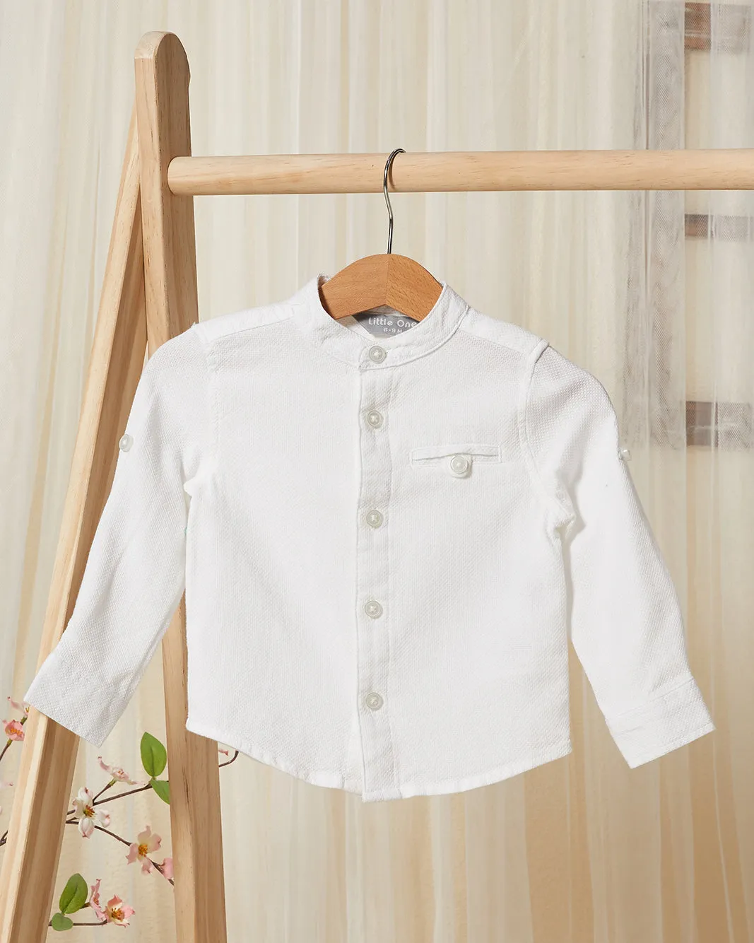 Infant Boys White Mandarin Casual Shirt sold by Redtag