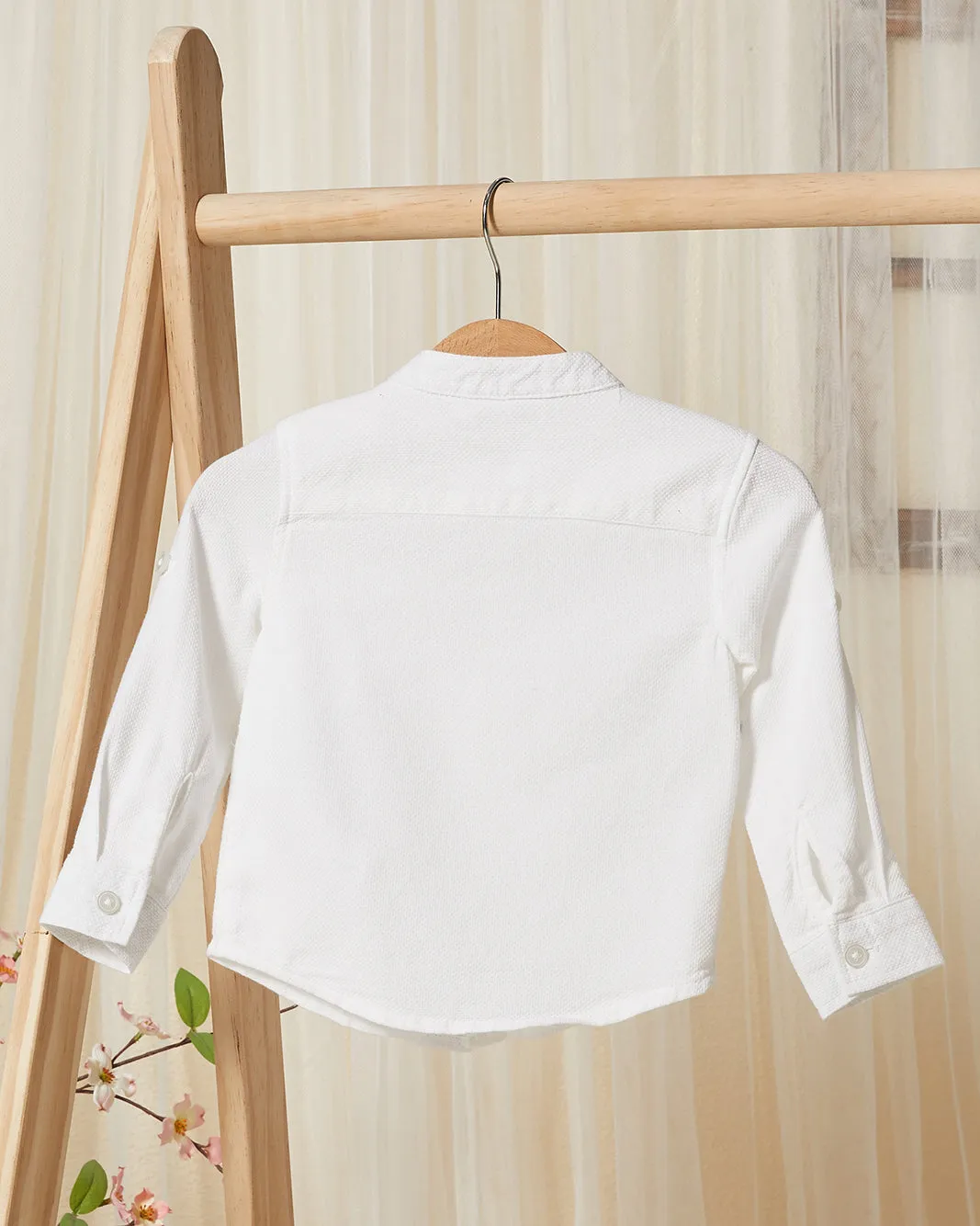 Infant Boys White Mandarin Casual Shirt sold by Redtag product image thumbnail 3