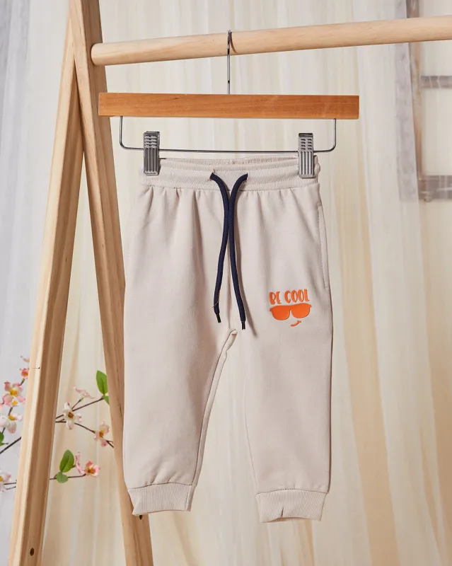 Infant Boys Beige Printed Track Pants sold by Redtag