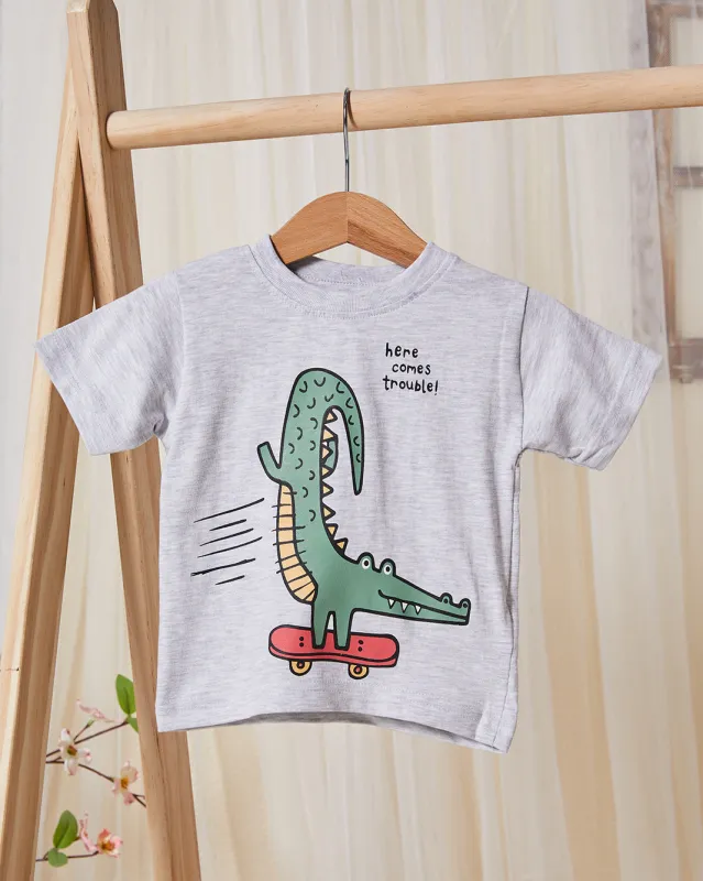 Infant Boys Grey Printed T-Shirt sold by Redtag