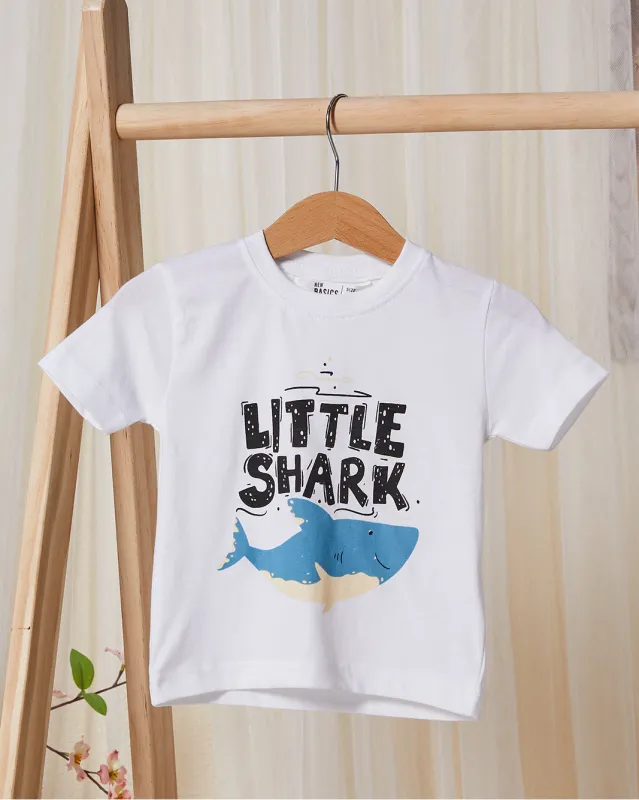 Infant Boys White Printed T-Shirt sold by Redtag