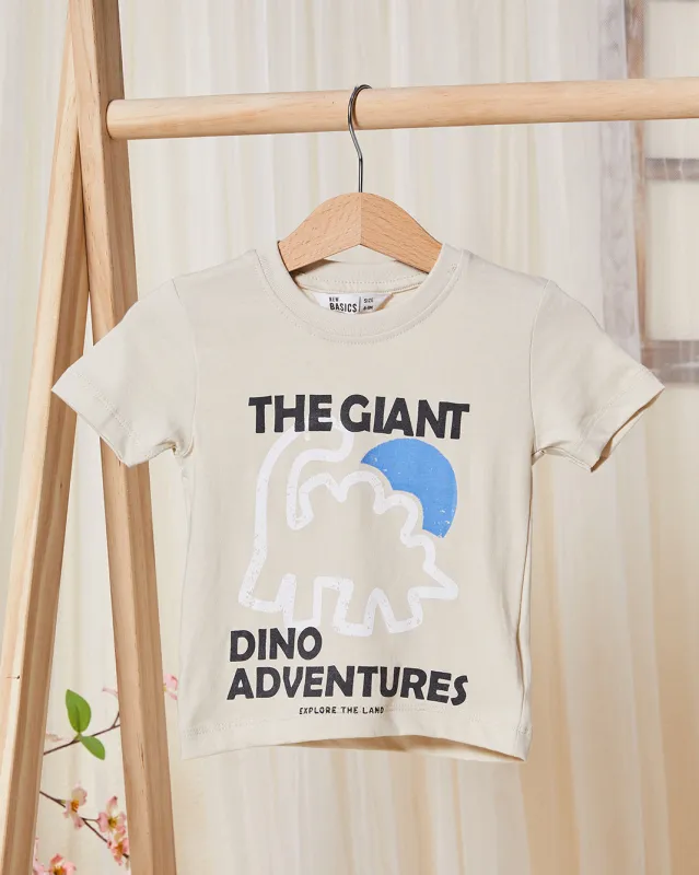Infant Boys Ecru Printed T-Shirt sold by Redtag