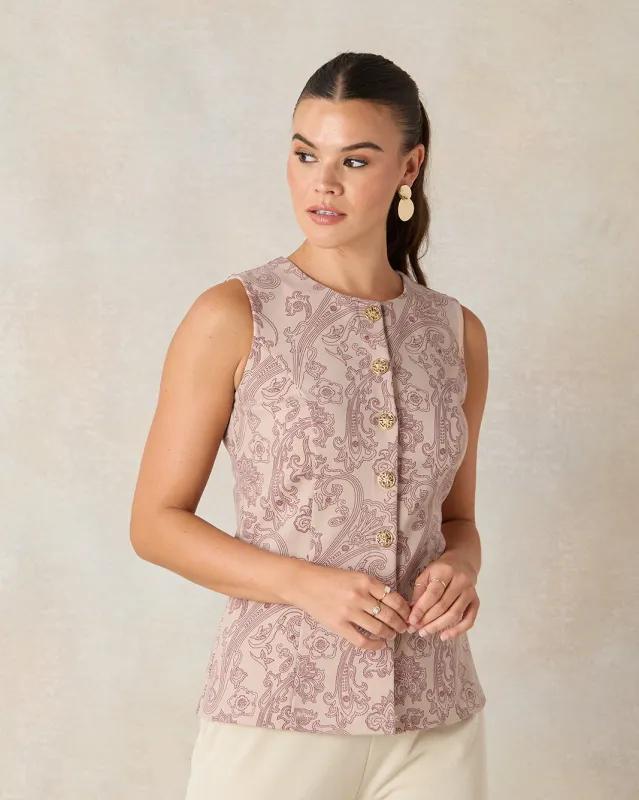 Women Pink Printed Sleeveless Vest Top sold by Redtag