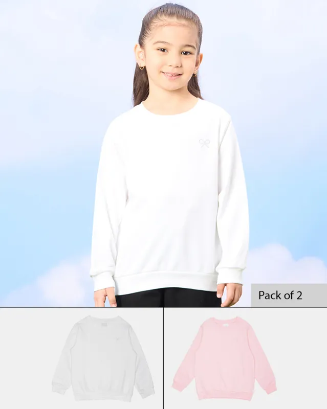 Girls White And Pink Sweatshirt Set (2 Piece) sold by Redtag