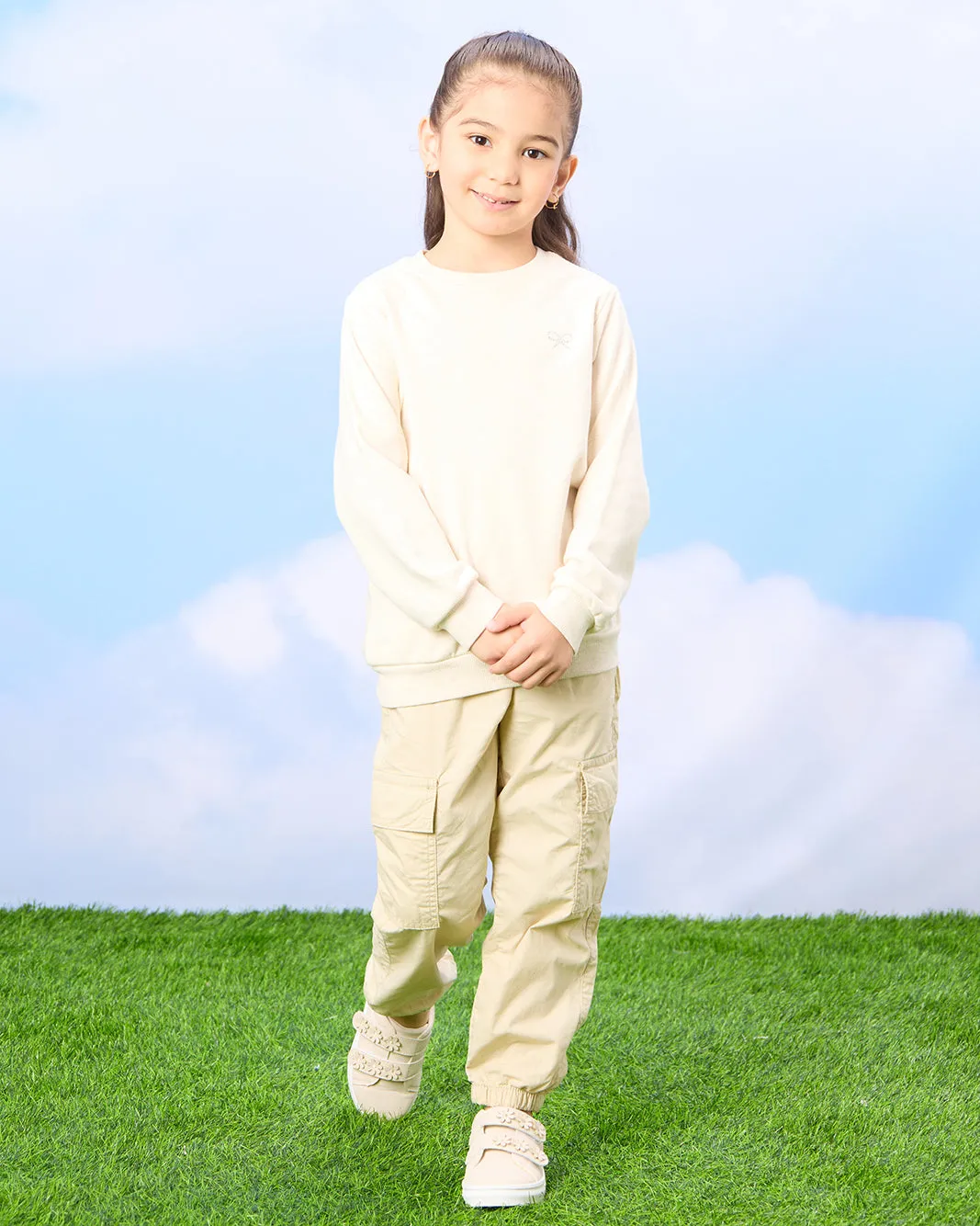 Girls Navy And Ecru Sweatshirt Set (2 Piece) sold by Redtag product image thumbnail 3