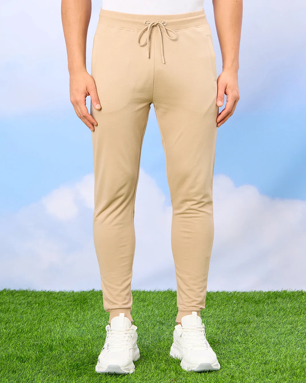 Men Beige Plain Active Pants sold by Redtag