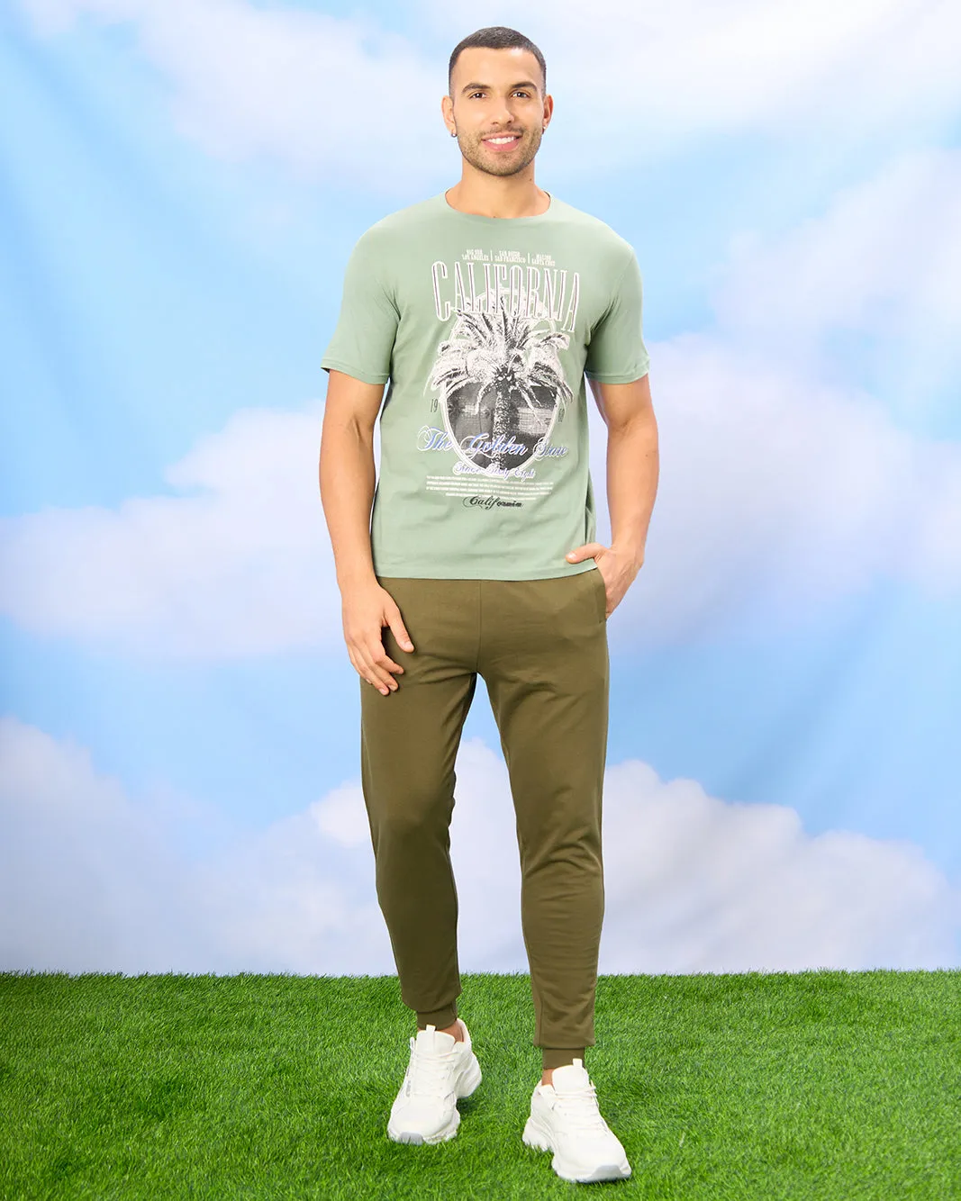 Men Olive Plain Active Pants sold by Redtag product image thumbnail 2