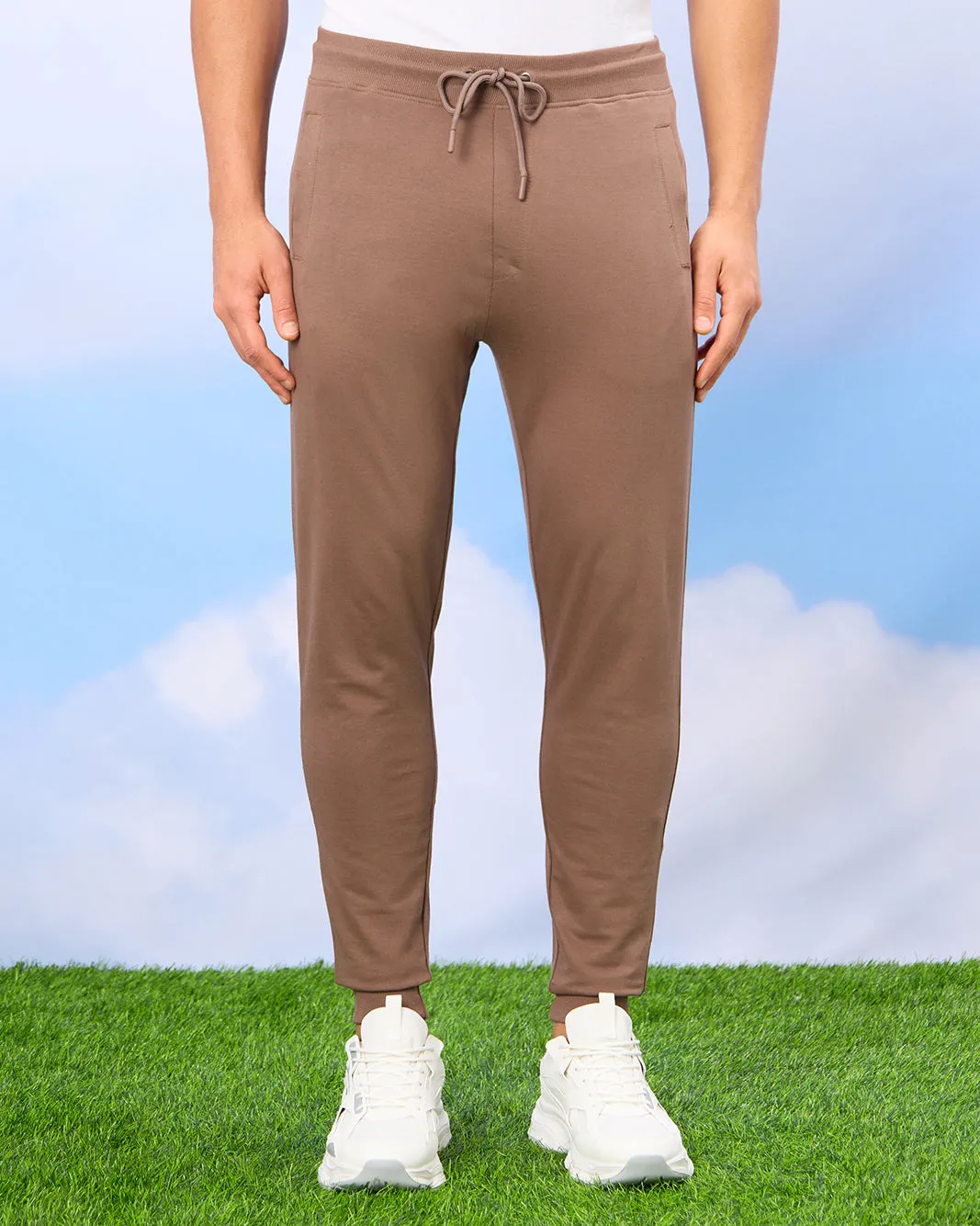 Men Brown Plain Active Pants sold by Redtag