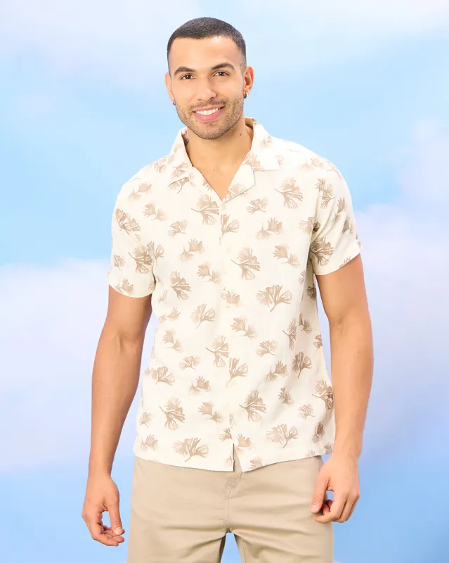 Men Beige Printed Casual Shirt sold by Redtag