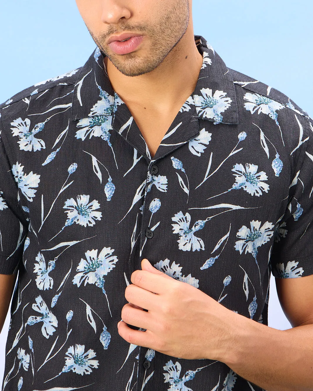 Men Black Printed Casual Shirt sold by Redtag product image thumbnail 4