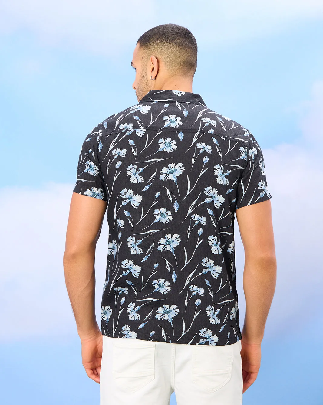 Men Black Printed Casual Shirt sold by Redtag product image thumbnail 3