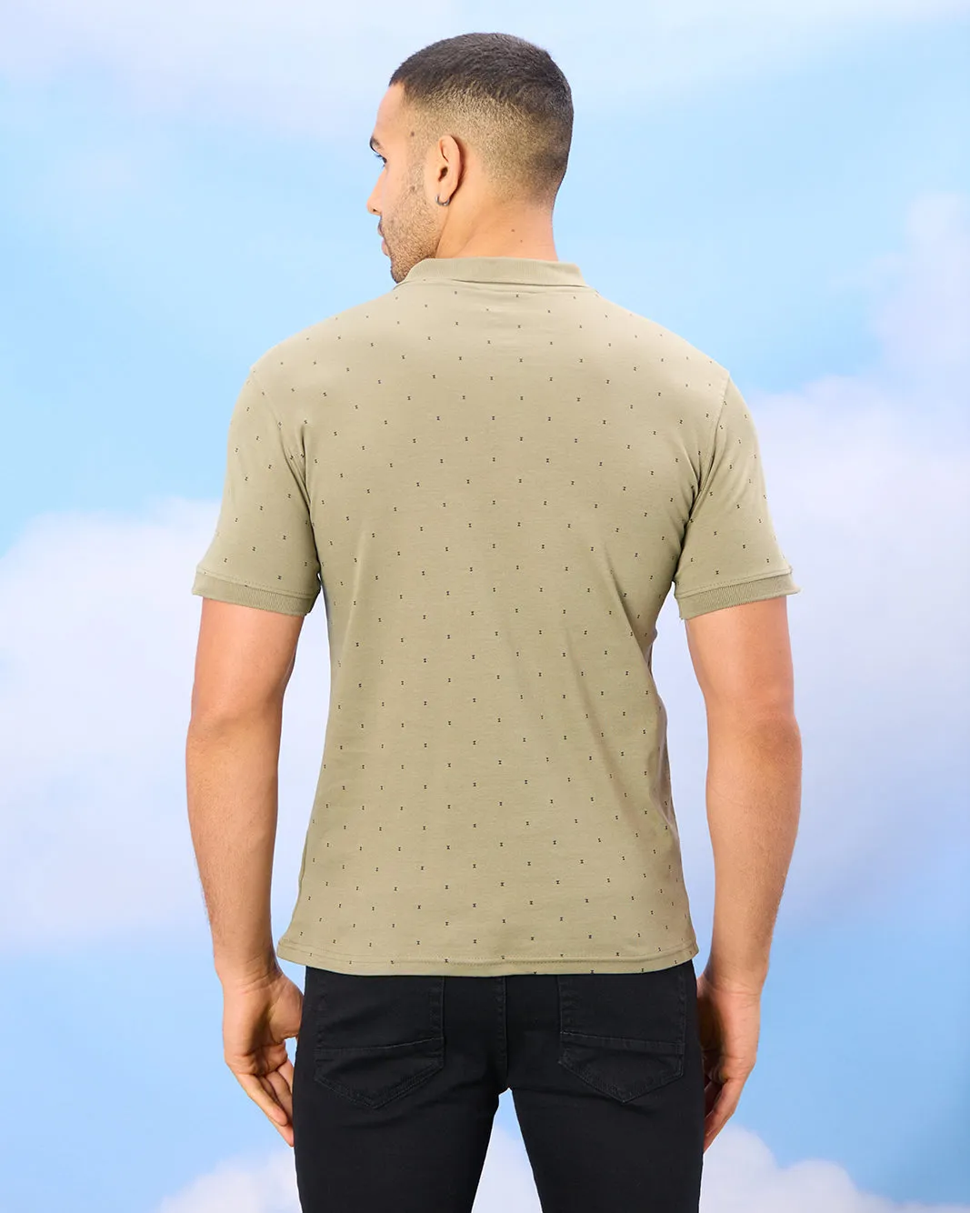 Men Olive Printed Polo Shirt sold by Redtag product image thumbnail 3