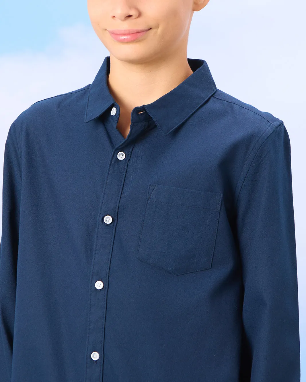 Senior Boys Navy Oxford Shirt sold by Redtag product image thumbnail 4