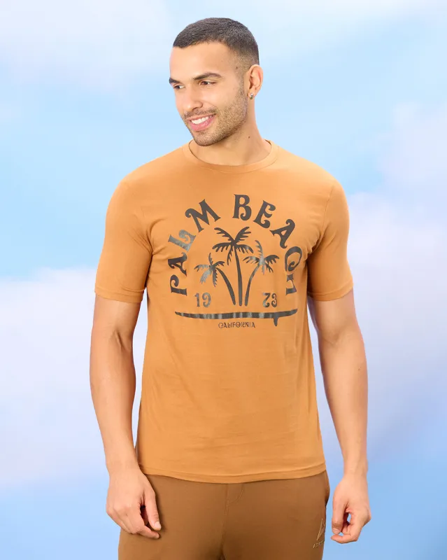 Men Brown Basic Graphic T-shirt sold by Redtag