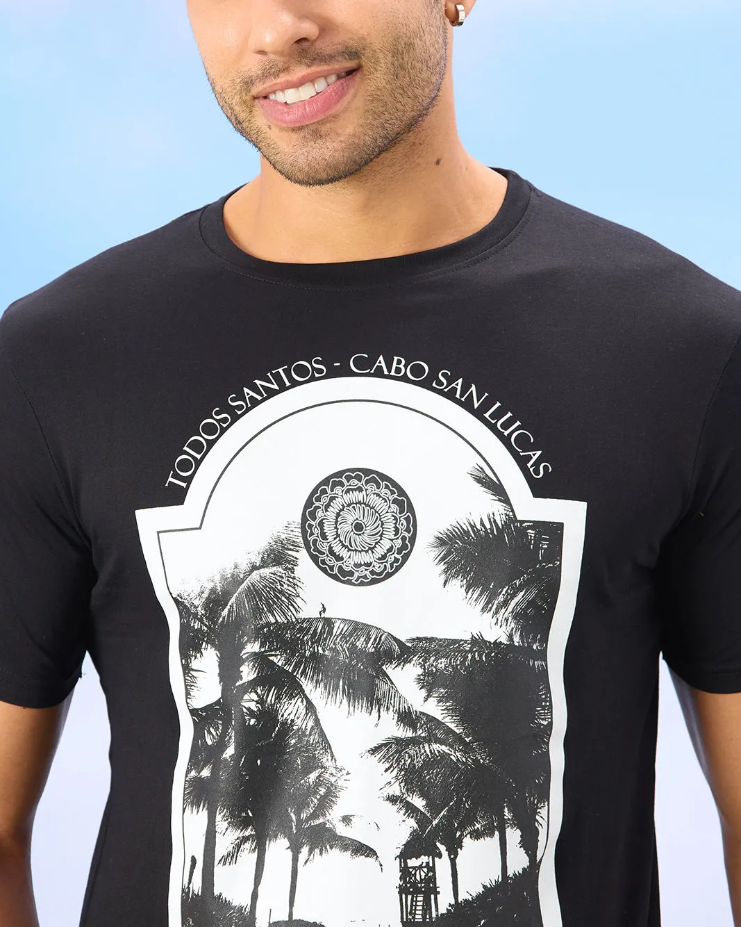 Men Black Basic Graphic T-shirt sold by Redtag product image thumbnail 4