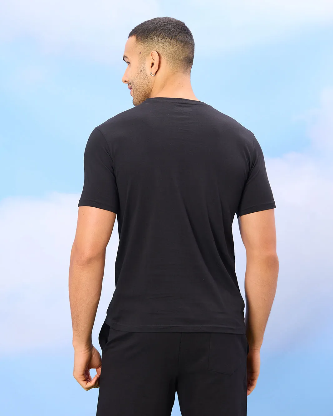Men Black Basic Graphic T-shirt sold by Redtag product image thumbnail 3