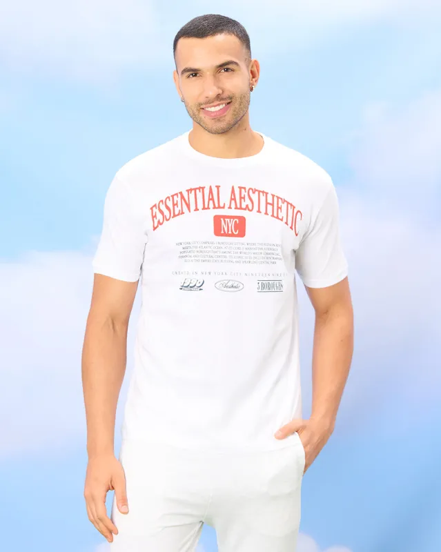 Men White Basic Graphic T-shirt sold by Redtag