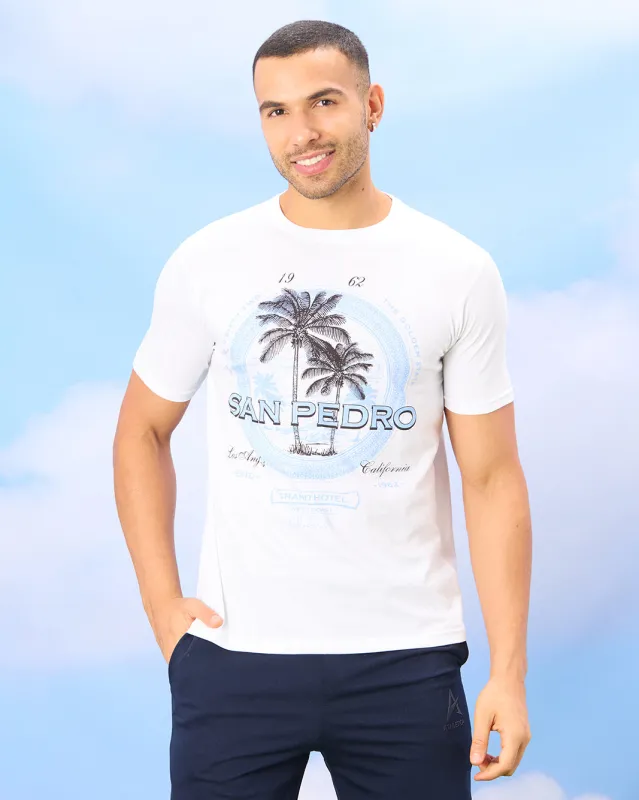 Men White Basic Graphic T-shirt sold by Redtag