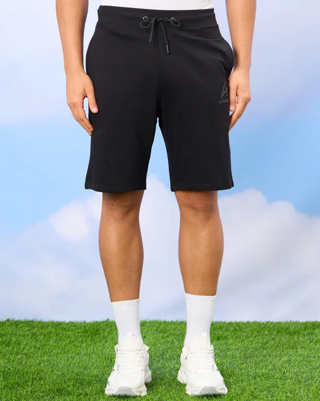 Men Black Solid Active Shorts sold by Redtag