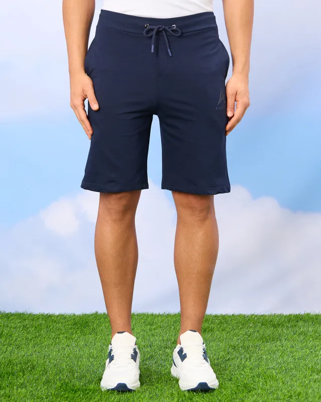 Men Navy Solid Active Shorts sold by Redtag