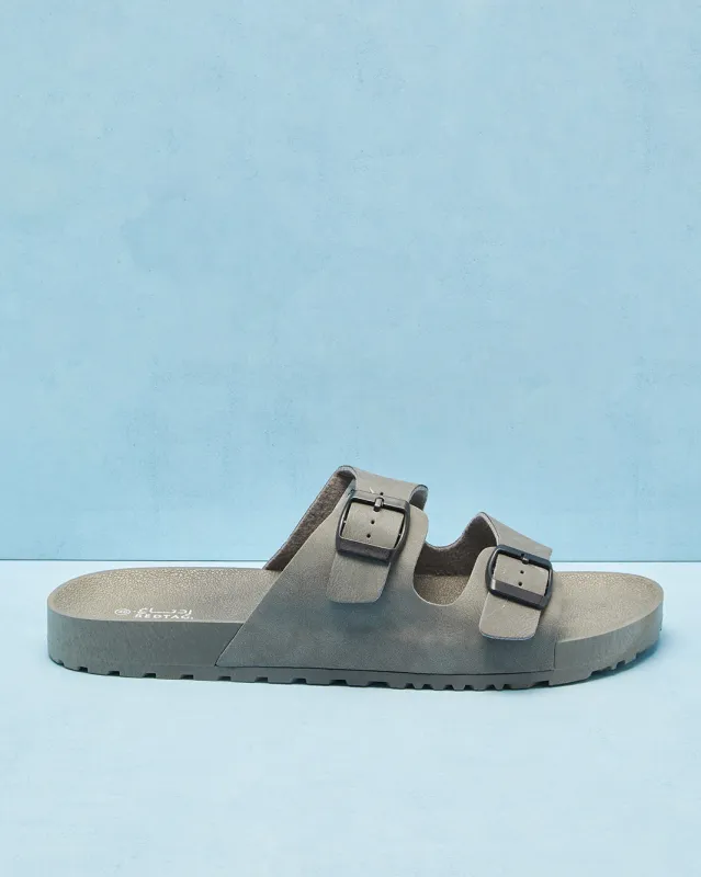 Men Charcoal Buckle Slide sold by Redtag