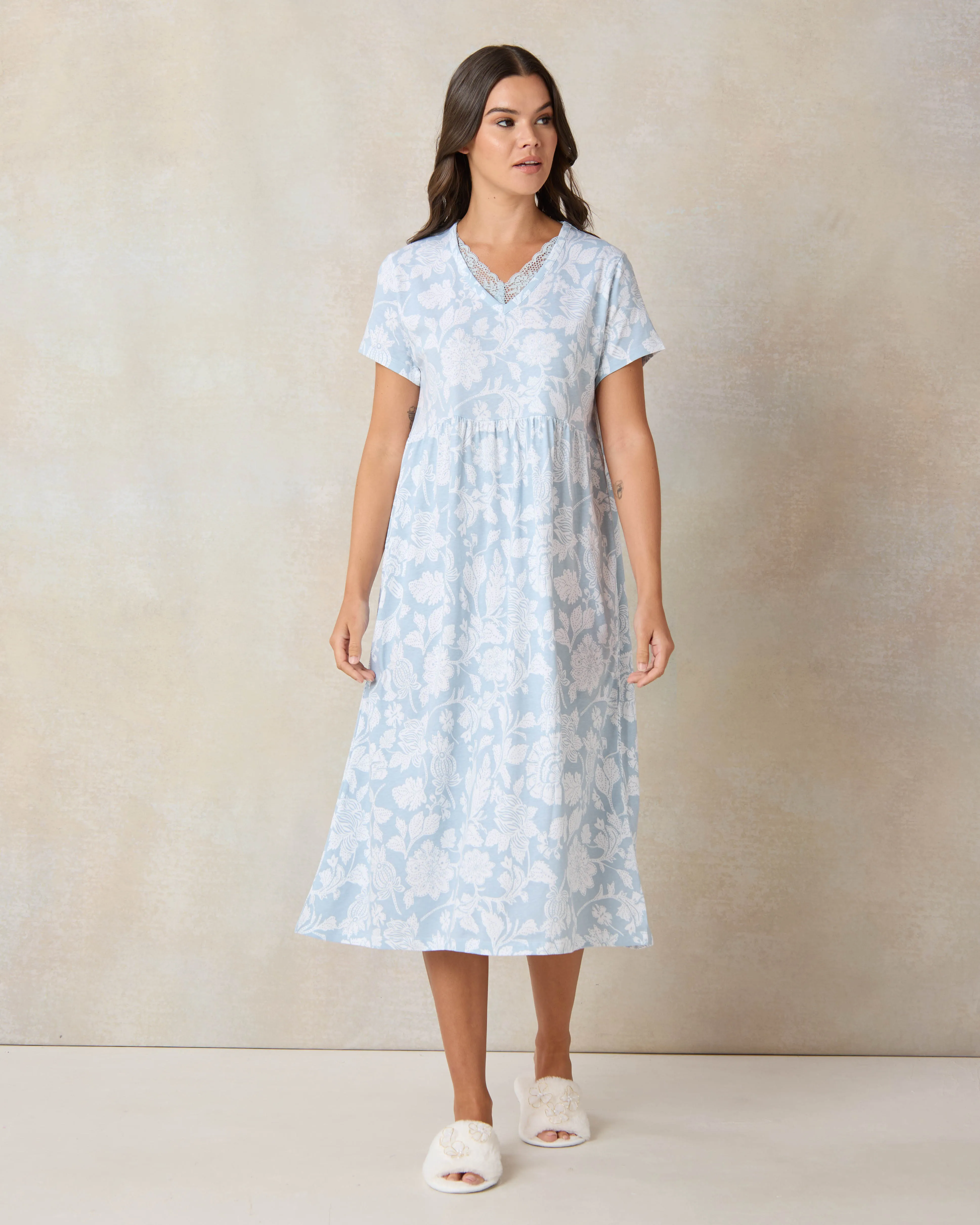 Women Blue Printed Nightgown sold by Redtag product image thumbnail 4