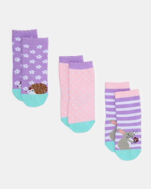 Infant Girls Assorted Ankle Length Socks (Pack Of 3) sold by Redtag